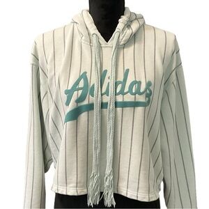 Adidas Cropped Hoodie in Pale Mint Green Size XS